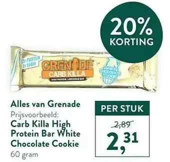 Holland & Barrett Carb killa high protein bar white chocolate cookie aanbieding