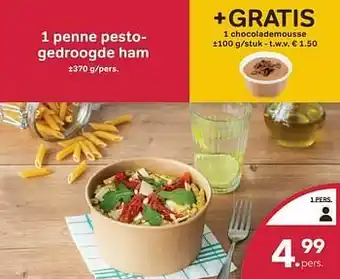 Buurtslagers 1 penne pestogedroogde ham aanbieding