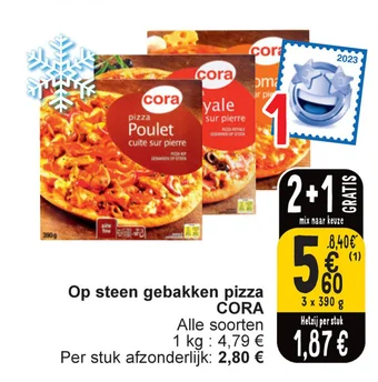 Cora Op steen gebakken pizza aanbieding