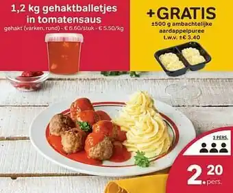 Buurtslagers 1,2 kg gehaktballetjes in tomatensaus aanbieding