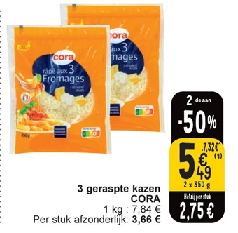 Cora 3 geraspte kazen aanbieding