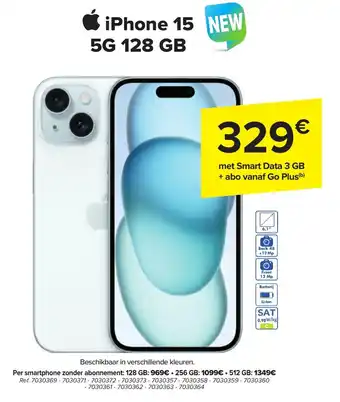 Carrefour iPhone 15 NEW 5G 128 GB aanbieding