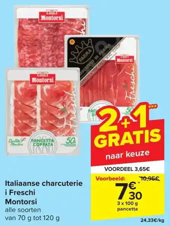 Carrefour Italiaanse charcuterie i Freschi Montorsi aanbieding