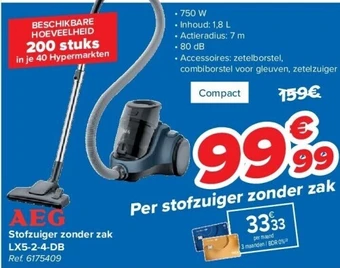 Carrefour Stofzuiger zonder zak lx5-2-4-db aanbieding