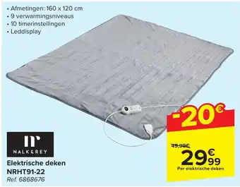 Carrefour Elektrische deken NRHT91-22 aanbieding