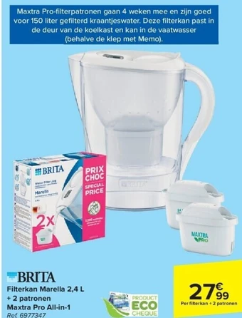 Carrefour Filterkan marella 2,4 l + 2 patronen maxtra pro all-in-1 aanbieding