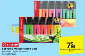 Carrefour Set van 6 markeerstiften Boss aanbieding