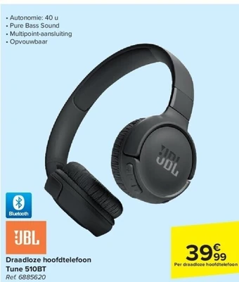 Carrefour Draadloze hoofdtelefoon tune 510bt aanbieding