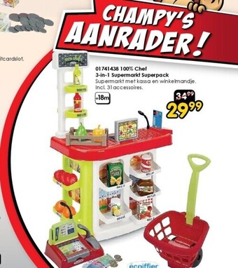 ToyChamp 01741438 100% chef 3-in-1 supermarkt superpack aanbieding