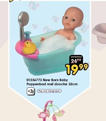 ToyChamp 01556773 new born baby poppenbad met douche 32cm aanbieding