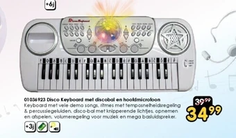 01036923 disco keyboard met discobal en hoofdmicrofoon