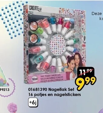 ToyChamp 01681390 nagellak set 16 potjes en nagelstickers aanbieding