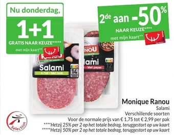 Intermarché Monique Ranou Salami aanbieding