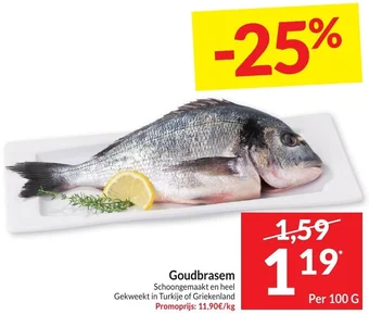 Intermarché Goudbrasem Schoongemaakt en heel 100g aanbieding