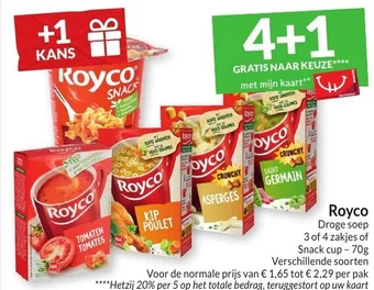 Royco Droge soep 3 of 4 zakjes of Snack cup - 70g