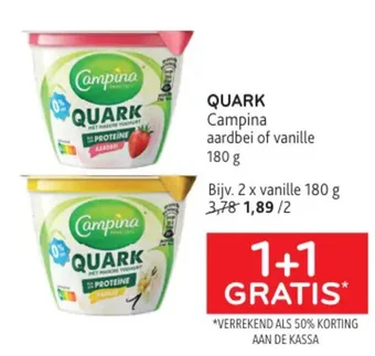 QUARK Campina aardbei of vanille 180 g