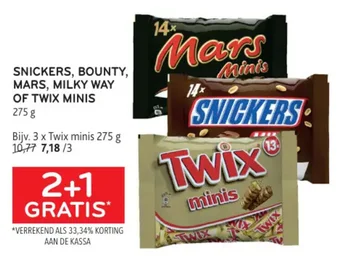 SNICKERS, BOUNTY, MARS, MILKY WAY OF TWIX MINIS 275 g