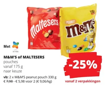 Spar Colruyt M&M'S of MALTESERS aanbieding