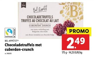 Lidl Bel Appétit Chocoladetruffels met cuberdon-crunch aanbieding