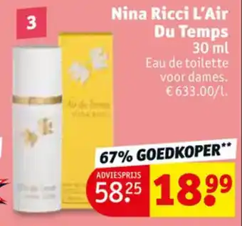 Kruidvat Nina Ricci L'Air Du Temps 30 mL aanbieding