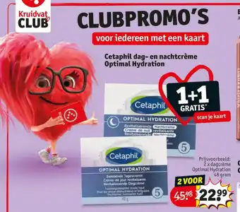 Kruidvat Cetaphil dag- en nachtcrème optimal hydration aanbieding