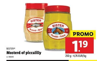 Lidl Bister Mosterd of piccalilly aanbieding
