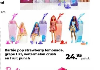 Barbie pop strawberry lemonade, grape fizz, watermelon crush en fruit punch