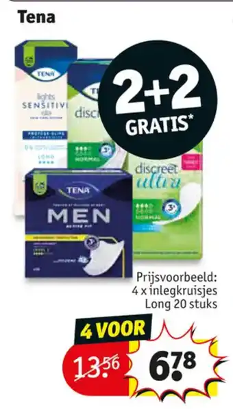Kruidvat Tena 4 x inlegkruisjes Long 20 stukPrijsvoorbeeld: 4 x inlegkruisjes Long 20 stuks aanbieding