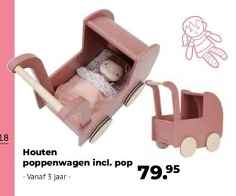 Europoint Houten poppenwagen incl. pop aanbieding