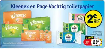 Kruidvat Kleenex en Page Vochtig toiletpapier aanbieding