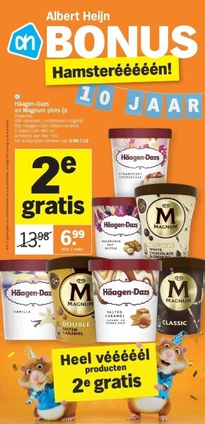 Albert Heijn Häagen-dazs en magnum pints ijs aanbieding