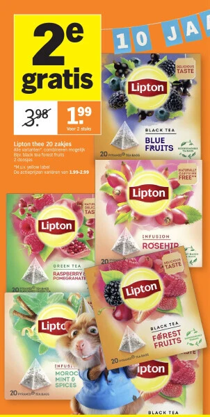 Albert Heijn Lipton thee 20 zakjes aanbieding