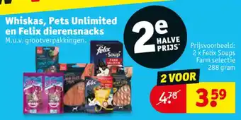 Kruidvat Whiskas, Pets Unlimited en Felix dierensnacks aanbieding