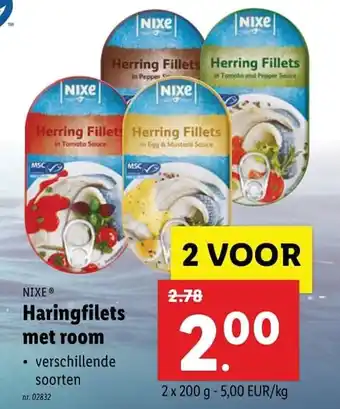 Lidl Nixe Haringfilets met room aanbieding