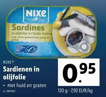 Lidl Nixe Sardienen in olijfolie aanbieding