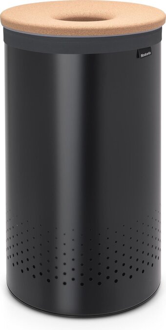 Bol.com Brabantia wasmand - met deksel - 60 l - matt black / kurken deksel aanbieding