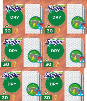 Swiffer vloerreiniger - droge doekjes voor parket - navullingen - voordeelverpakking 6 x 30 stuks