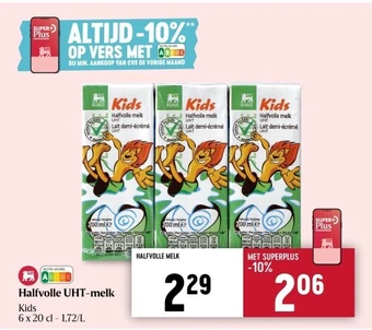 Delhaize Kids Halfvolle uht-melk 6 x 20cl aanbieding