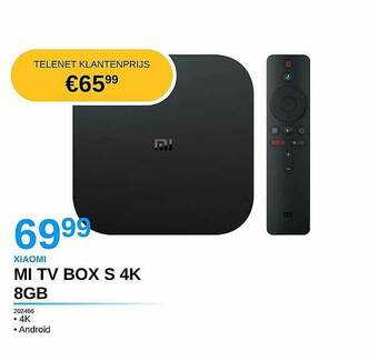 AUVA Xiaomi Mi Tv Box S 4k 8gb aanbieding