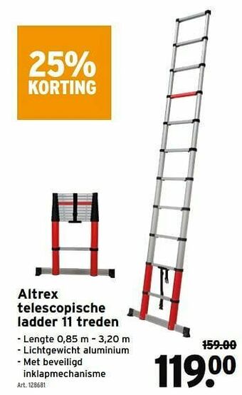 GAMMA Altrex telescopische ladder 11 treden aanbieding
