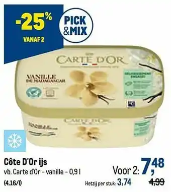 Makro Côte d`or ijs carte d`or - vanille aanbieding