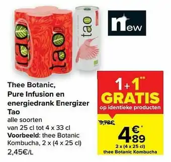 Carrefour Tao thee botanic kombucha aanbieding