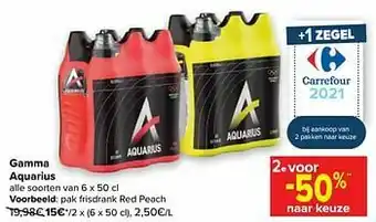Carrefour Aquarius frisdrank red peach aanbieding