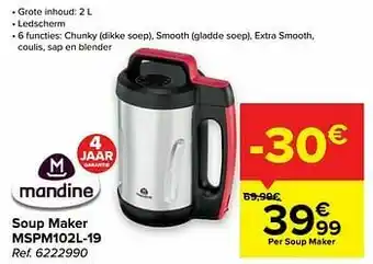 Mandine soup maker mspm102l-19
