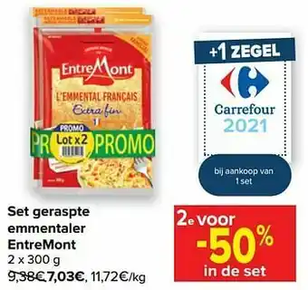 Carrefour Market Set geraspte emmentaler entremont aanbieding