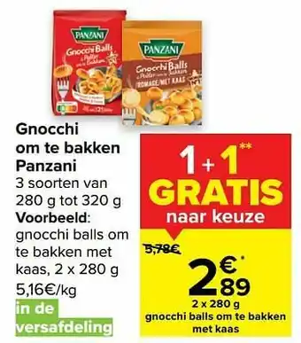 Carrefour Market Panzani gnocchi balls om te bakken met kaas aanbieding