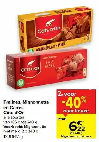 Carrefour Market Côte d’or mignonnette met melk aanbieding