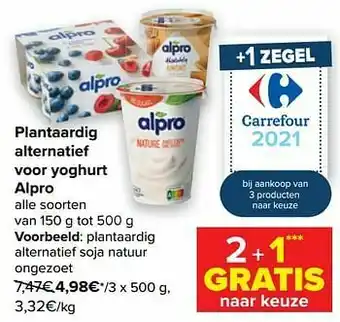 Carrefour Alpro plantaardig alternatief soja natuur ongezoet aanbieding