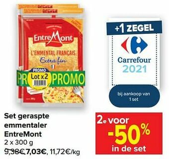 Carrefour Set geraspte emmentaler entremont aanbieding