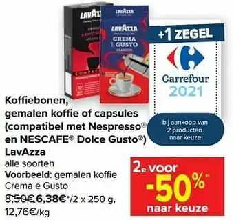 Carrefour Lavazza gemalen koffie crema e gusto aanbieding